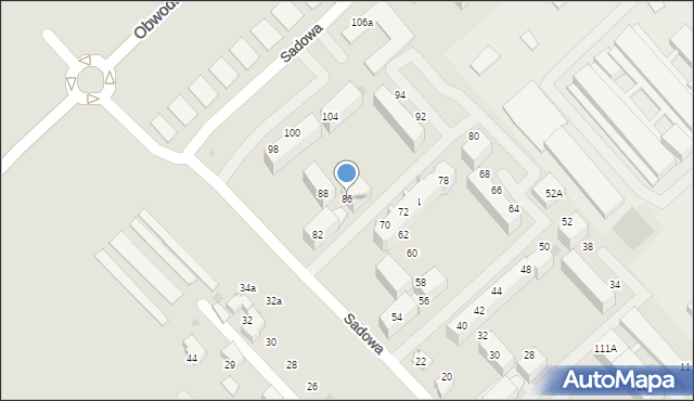 Radzionków, Sadowa, 86, mapa Radzionków