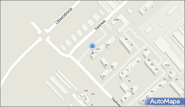 Radzionków, Sadowa, 98, mapa Radzionków