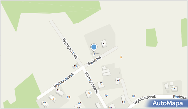 Radziszów, Sądecka, 3, mapa Radziszów