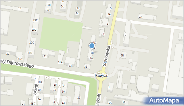 Rawicz, Sarnowska, 1B, mapa Rawicz