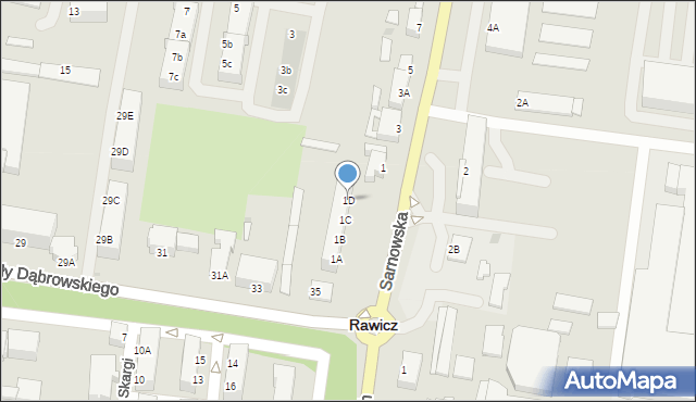 Rawicz, Sarnowska, 1D, mapa Rawicz