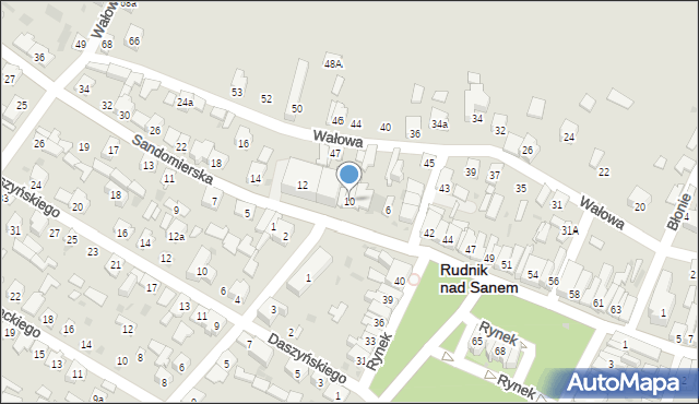 Rudnik nad Sanem, Sandomierska, 10, mapa Rudnik nad Sanem