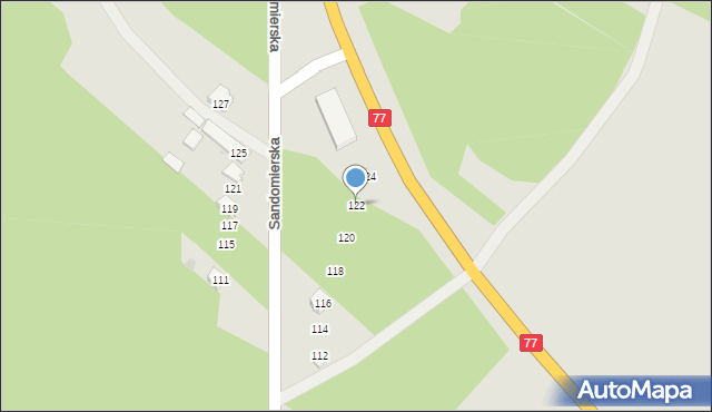 Rudnik nad Sanem, Sandomierska, 122, mapa Rudnik nad Sanem