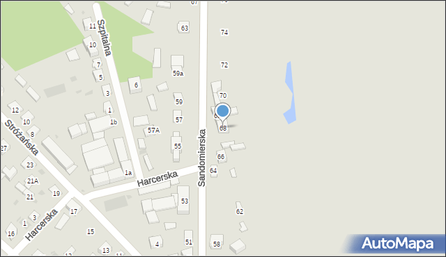 Rudnik nad Sanem, Sandomierska, 68, mapa Rudnik nad Sanem