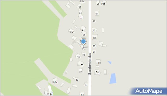 Rudnik nad Sanem, Sandomierska, 79, mapa Rudnik nad Sanem