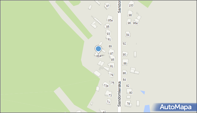 Rudnik nad Sanem, Sandomierska, 81A, mapa Rudnik nad Sanem