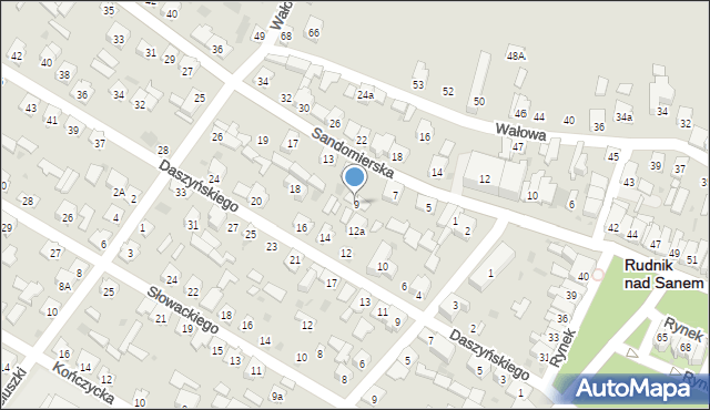 Rudnik nad Sanem, Sandomierska, 9, mapa Rudnik nad Sanem