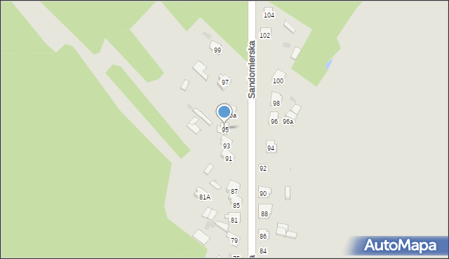 Rudnik nad Sanem, Sandomierska, 95, mapa Rudnik nad Sanem