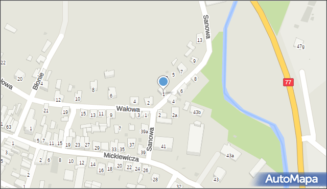 Rudnik nad Sanem, Sanowa, 1, mapa Rudnik nad Sanem