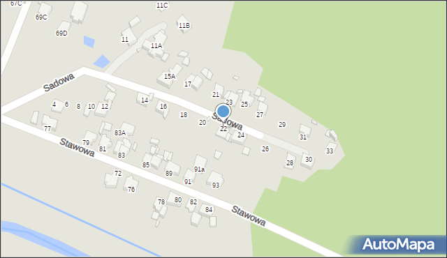 Rybnik, Sadowa, 22, mapa Rybnika