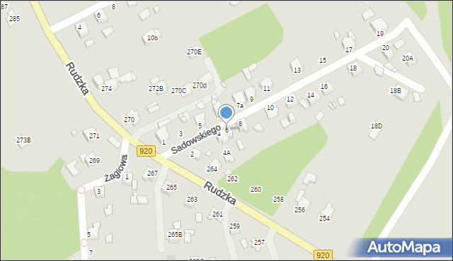 Rybnik, Sadowskiego Jana, gen., 6, mapa Rybnika