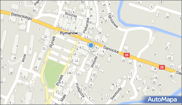 Rymanów, Sanocka, 2, mapa Rymanów