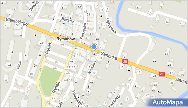 Rymanów, Sanocka, 4, mapa Rymanów