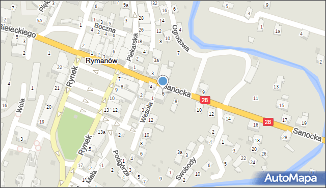 Rymanów, Sanocka, 6, mapa Rymanów