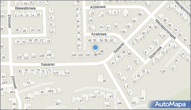 Rzeszów, Sasanki, 98, mapa Rzeszów