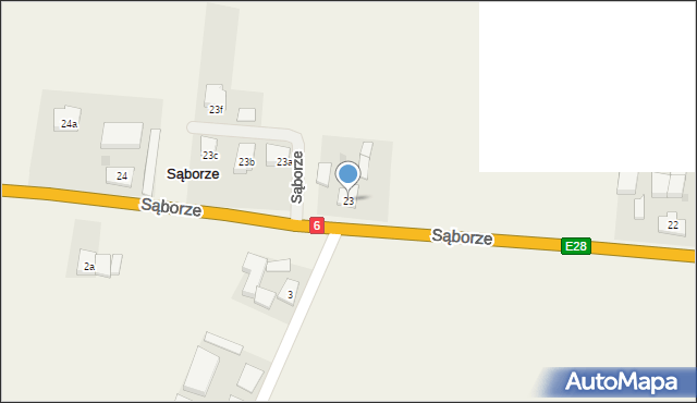 Sąborze, Sąborze, 23, mapa Sąborze