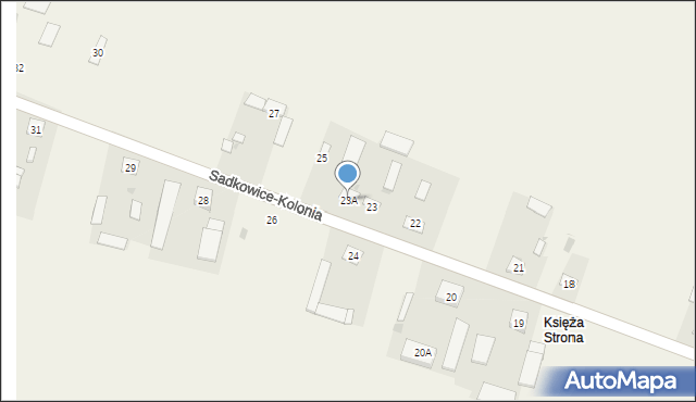 Sadkowice-Kolonia, Sadkowice-Kolonia, 23A, mapa Sadkowice-Kolonia