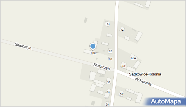 Sadkowice-Kolonia, Sadkowice-Kolonia, 60A, mapa Sadkowice-Kolonia