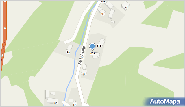 Sady Górne, Sady Górne, 88A, mapa Sady Górne