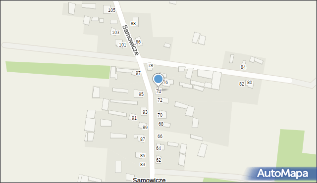 Samowicze, Samowicze, 74, mapa Samowicze