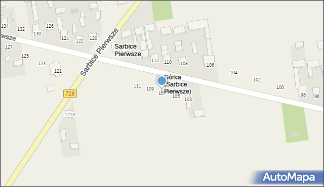 Sarbice Pierwsze, Sarbice Pierwsze, 107, mapa Sarbice Pierwsze