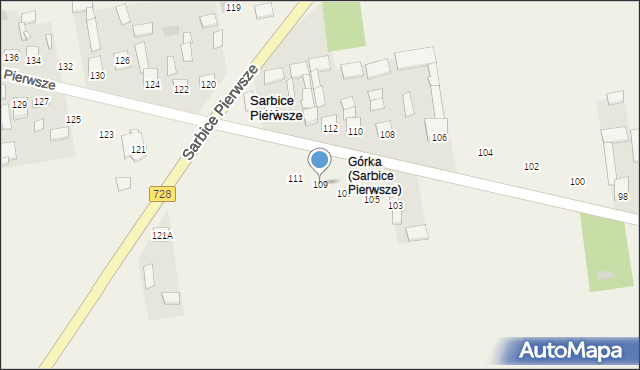 Sarbice Pierwsze, Sarbice Pierwsze, 109, mapa Sarbice Pierwsze