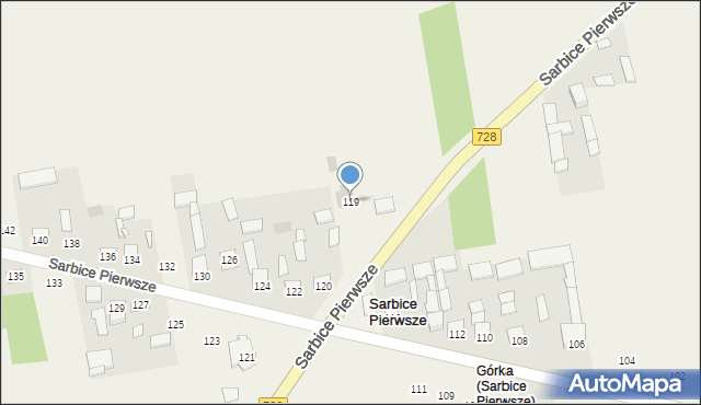 Sarbice Pierwsze, Sarbice Pierwsze, 119, mapa Sarbice Pierwsze