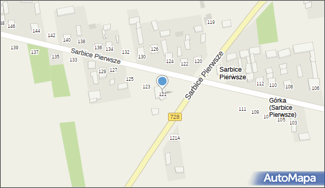 Sarbice Pierwsze, Sarbice Pierwsze, 121, mapa Sarbice Pierwsze