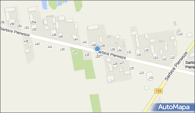 Sarbice Pierwsze, Sarbice Pierwsze, 133, mapa Sarbice Pierwsze