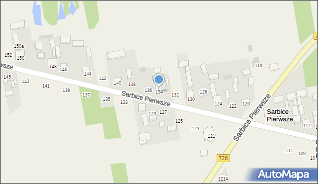 Sarbice Pierwsze, Sarbice Pierwsze, 134, mapa Sarbice Pierwsze