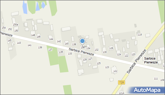 Sarbice Pierwsze, Sarbice Pierwsze, 136, mapa Sarbice Pierwsze