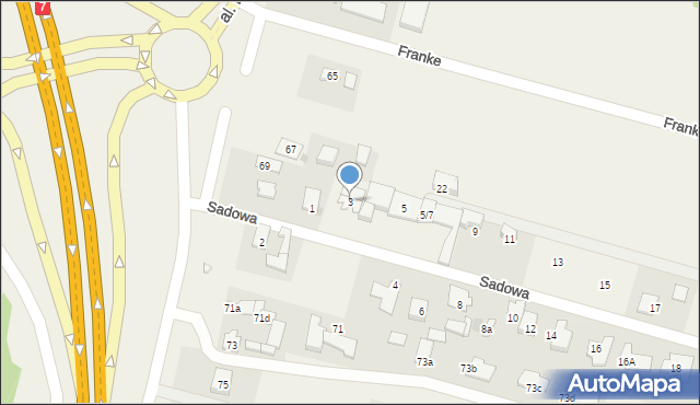 Sękocin Nowy, Sadowa, 3, mapa Sękocin Nowy