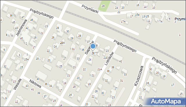 Siedlce, Saperów, 26, mapa Siedlce