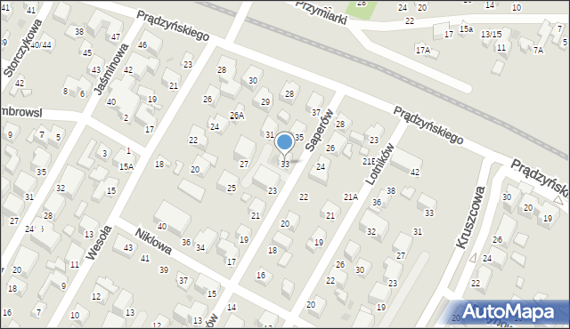 Siedlce, Saperów, 33, mapa Siedlce