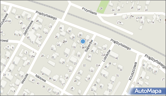 Siedlce, Saperów, 35, mapa Siedlce