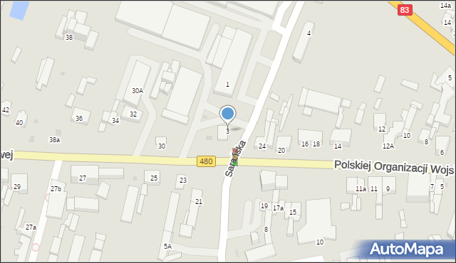 Sieradz, Sarańska, 3, mapa Sieradz