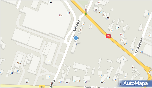 Sieradz, Sarańska, 4, mapa Sieradz