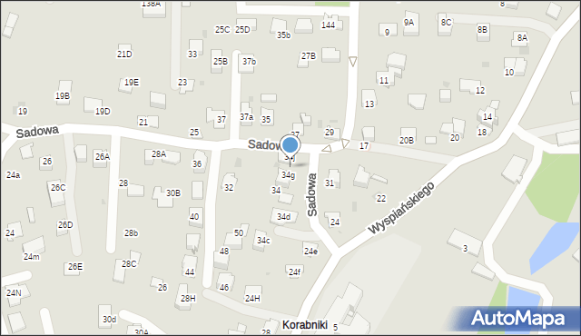 Skawina, Sadowa, 34h, mapa Skawina