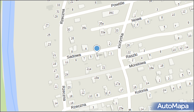 Skoczów, Sadowa, 3, mapa Skoczów