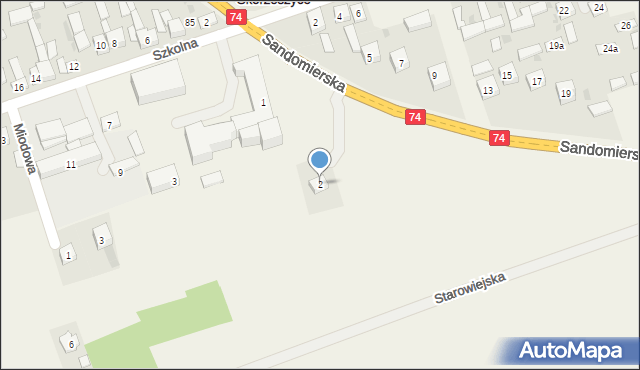 Skorzeszyce, Sandomierska, 2, mapa Skorzeszyce