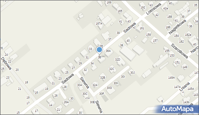 Skórzewo, Sadowa, 36, mapa Skórzewo
