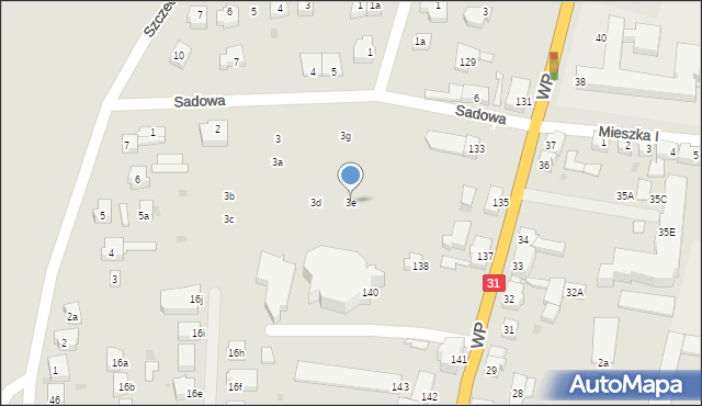 Słubice, Sadowa, 3e, mapa Słubice