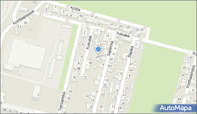 Sosnowiec, Sądecka, 1/II, mapa Sosnowca