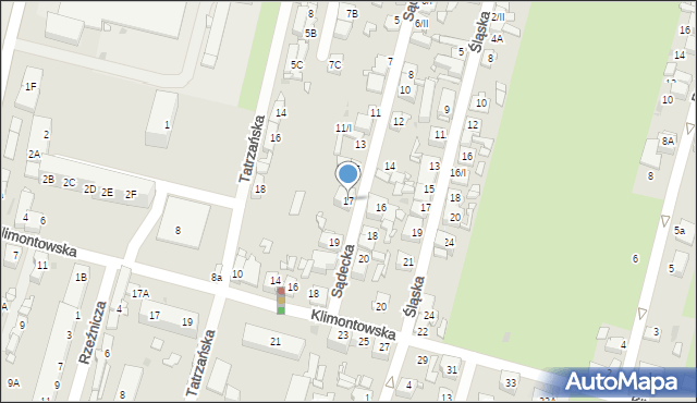 Sosnowiec, Sądecka, 17, mapa Sosnowca