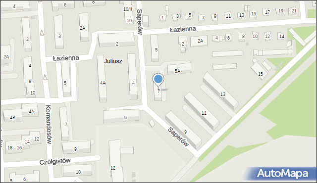 Sosnowiec, Saperów, 7, mapa Sosnowca