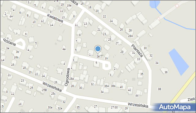 Środa Wielkopolska, Sadowa, 1a, mapa Środa Wielkopolska