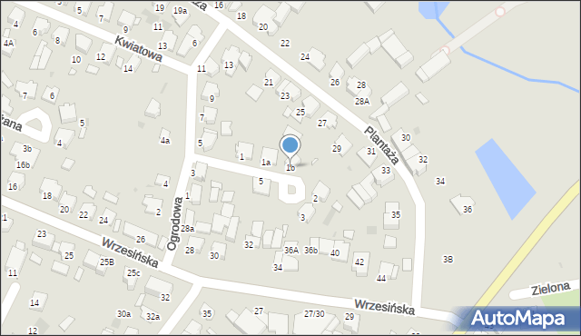 Środa Wielkopolska, Sadowa, 1b, mapa Środa Wielkopolska