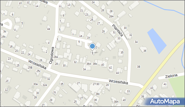 Środa Wielkopolska, Sadowa, 3, mapa Środa Wielkopolska