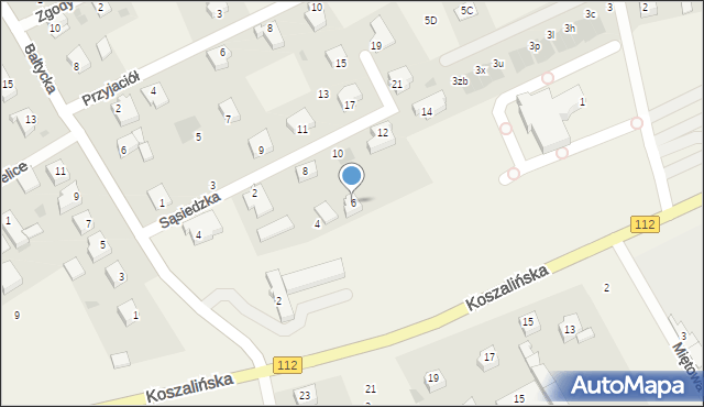 Stare Bielice, Sąsiedzka, 6, mapa Stare Bielice