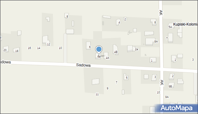 Stare Kupiski, Sadowa, 6a, mapa Stare Kupiski
